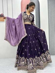 Ropa tradicional india Nuevo Festival Lehenga Choli con hilo de bordado pesado y ropa de fiesta de trabajo de secuencia Lehenga Choli - Product Image 5