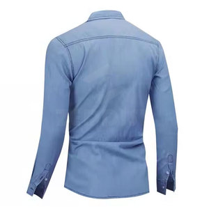 บริการขายส่งแบบ OEM เสื้อเชิ้ตยีนส์ลำลองผู้ชาย ผ้าฝ้าย 100% คุณภาพสูง รับทำโลโก้ ดีไซน์คลาสสิก แขนยาว ระบายอากาศได้ดี แห้งเร็ว - Product Image 6