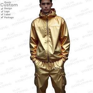 Combinaison de jogging personnalisée Survêtement en nylon réfléchissant pour hommes Conception personnalisée Veste coupe-vent et ensemble short et pantalon en nylon de couleur unisexe - Product Image 6