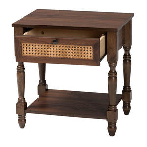 DreamCraft Studio Giovanna Table de chevet transitionnelle en rotin brun - Product Image 2
