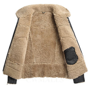 Blouson en cuir véritable pour homme, style motard, avec doublure chaude en fourrure Sherpa, modèle B3, pour l'hiver, vêtement décontracté et tendance, vente en gros - Product Image 2