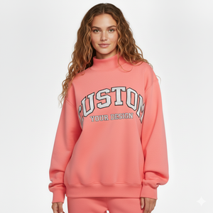 Fabricant sur mesure, vente en gros, logo, molleton en coton mélangé de haute qualité, col montant oversize, vêtements d'hiver pour femmes, écologique - Product Image 1