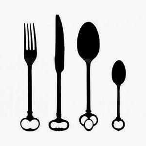 Top Selling Stainless Steel Handmade Bright <b>Black</b> Metal Embossed Design Handle <b>Black</b> Matte <b>Cutlery</b> Set - Product Image 6