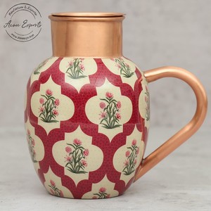 Jarra de Metal Elegante con Estampado Floral, Decorativa, para Agua, Diseño Estilizado para Mesa - Product Image 1