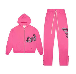 Ensemble de survêtement unisexe décontracté à capuche en deux pièces léger pour l'entraînement et le jogging avec logo imprimé pour la saison automne-hiver - Product Image 1