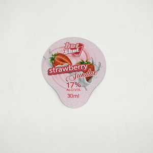 45mm Strawberry Sundae 30ml Shot Drinking Cup Embalaje Diseño personalizado Tapa de sellado de papel de aluminio <span class=keywords><strong>con</strong></span> color rosa - Product Image 1
