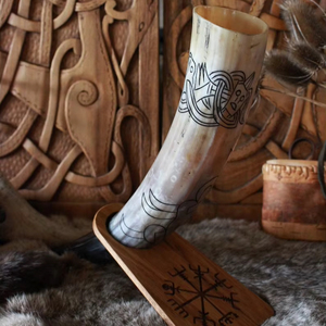 Corne à boire en agate véritable à la demande haute qualité alimentaire corne à boire Viking avec support en cuir pour mariage maison hôtel de l'Inde - Product Image 1