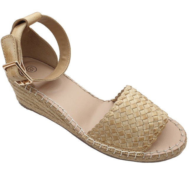 Ladies Genuine Leather Espadrilles Wedge Sandals High Heel Comfortable Outdoor Summer Spring Sandals