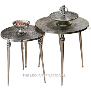 Ensemble de 3 tables d'appoint polies et brillantes Accessoires pour meubles de maison et de restaurant en aluminium et métal Table d'appoint - Product Image 6