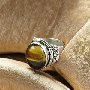 Anillo de forma ovalada de piedras preciosas de ojo de tigre Natural de Plata de Ley 925 sólida más vendida para mujer, joyería hecha a mano, proveedores al por mayor - Product Image 5