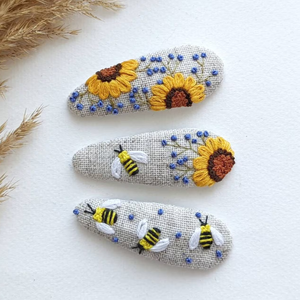 Pinces à cheveux brodées pour filles femmes, pinces à cheveux vintage, accessoires de cheveux, cadeau élégant de broderie florale OEM fabriqué au Vietnam - Product Image 1