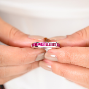 100% แฮนด์เมดเจ้าหญิงธรรมชาติแท้ตัด july birthy พลอยทับทิมเงินครึ่งวงแหวน STACKABLE เครื่องประดับที่ดี - Product Image 6