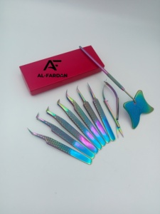 Tweezers For Eyelash Extension Rainbow Multi Color Pointed And <b>Boot</b> Shape with Butterfly Mirror Handle eyebrow <b>Spring</b> Scissors - Product Image 4