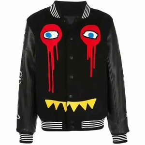 Custom Logo Embroidery Casual Baseball <b>Jackets</b> for Men Wholesale Plus Size <b>Vintage</b> Letterman <b>Varsity</b> Style Streetwear Front Logo - Product Image 3