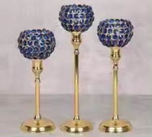 เชิงเทียนอลูมิเนียมเจ็ดเทียนพื้นสีทองตกแต่งบ้านงานแต่งงานและคริสต์มาส - Product Image 4