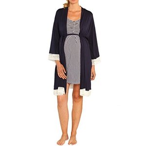 Set vestaglia da allattamento e coperta per neonati Angel Navy Stripes - Product Image 1