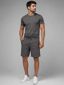 Ensemble de sport décontracté d'été pour homme en tissu tissé, 2 pièces, t-shirt et short à séchage rapide (S-2XL) - Product Image 1