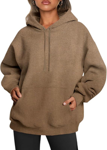 Sudadera con capucha de lana de lavado ácido Vintage de gran tamaño para mujer 2025 Streetwear con bolsillos estilo holgado para invierno - Product Image 2