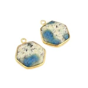 Nueva llegada 18K chapado en oro sólido 925 plata esterlina K2 jaspe hexágono bisel ajuste colgante collar regalo - Product Image 5