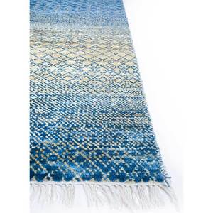 Kairos Blue <b>Boho</b> Hand Knotted Wool <b>Rugs</b> Striped Abstract Pattern for Bedroom Living Room Rectangular Hallway Skwl-201 Room <b>Rug</b> - Product Image 4