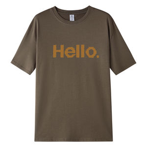 เสื้อยืดแขนสั้นผ้าคอตตอนแท้สำหรับผู้ชาย200กรัมทรงหลวมพิมพ์ลายตัวอักษรสำหรับฤดูร้อน - Product Image 6