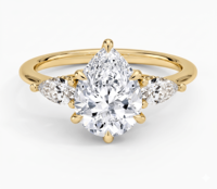Bague de fiançailles en diamant de laboratoire taille poire, trio parfait, avec 3 pierres et diamants latéraux taille poire, plaqué or 18K 14K, bijoux fins pour femme