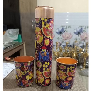 Botella de Cobre Ecológica Hecha a Mano con Ágata Estampada y Estilo Floral para Uso en el Hogar, Restaurantes, Bares, Hoteles y Bodas - Product Image 2