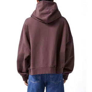 Personalizado de gran tamaño de peso pesado Vintage Sun faded Wash Puff Print Distressed Rhinestone Boxy doble bolsillos pulóver Sudadera con capucha para hombres - Product Image 3