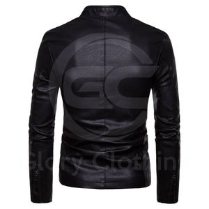Veste en cuir d'hiver noire pour hommes élégante toutes les tailles avec Logo personnalisé et veste en cuir avec fermeture éclair - Product Image 2