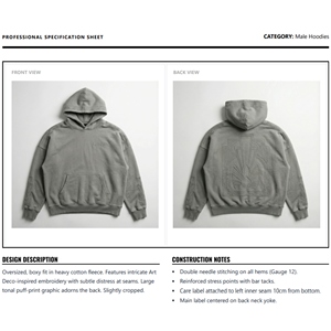 Sweat à capuche ample en molleton français lourd, brodé, écologique, en coton 500 g/m², style Art déco, effet vieilli, pour homme - Product Image 6