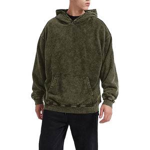 Sweat à capuche personnalisé pour homme, effet délavé vintage, en molleton polyester/coton, haute qualité, uni, respirant, pour l'hiver - Product Image 6