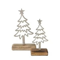 Ornement d'arbre de Noël de conception haut de gamme avec base en bois, arbre de Noël de table vintage, sculpture d'arbre de Noël