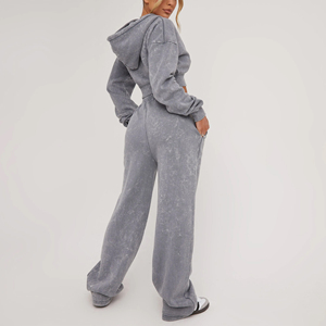 Nouveau design survêtement pour femmes délavé à l'acide 100% coton respirant Hip Hop Streetwear survêtement ensemble - Product Image 5