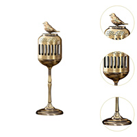 Brûleur d'encens et porte-bâtonnets en métal vintage avec couvercle en forme d'oiseau, élégant porte-arôme en métal pour la décoration de la maison, la méditation, le salon de thé, cadeau