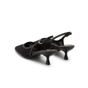 For Summer Breathable Slip-On Slingback Crystal <b>Black</b> <b>Pumps</b> - Product Image 4