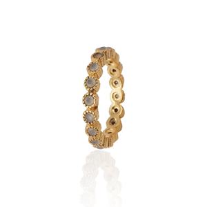 Anillo de piedras preciosas de cuarzo rosa hecho a mano forma redonda con bordes de diseñador de corte facetado chapado en oro joyería de moda bonita - Product Image 5