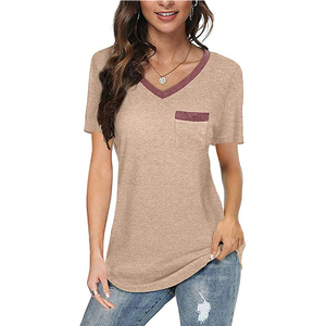 Camiseta con cuello en V más vendida Camisetas de mujer de lujo de moda con servicio de impresión personalizado a precio al por mayor tarifa directa de fábrica - Product Image 5