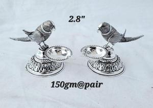 Soporte de lámpara de diseño de loro plateado oxidado estilo Pop Art moderno hecho a mano accesorio Pooja para bodas Diwali decorativo - Product Image 2