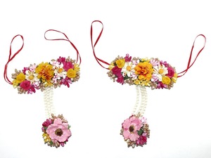 Pakistani Bridal Floral Jewelry Mehndi <b>Set</b> for Haldi Function with Handmade Necklace Ring <b>Earrings</b> <b>and</b> Tikka - Product Image 4