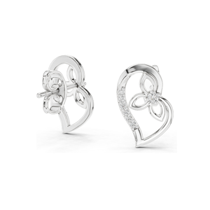 Boucles d'oreilles en diamant en forme de cœur floral 0,094 CT, or 18 carats, 14 carats, 10 carats et argent 925, diamants de laboratoire et moissanite, rose, jaune - Product Image 4