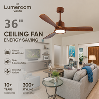 Ventilateur de plafond moderne de 36 pouces avec lumière, en bois massif, moteur DC silencieux, télécommande, pour espaces intérieurs, en stock aux États-Unis