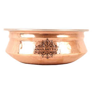 Handi artisanal en acier et cuivre pur avec bol Kadhai, wok, soupière et marmites à bouillon - Product Image 3