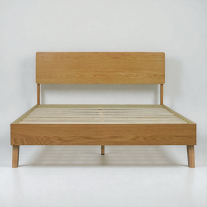 Cadre de lit en bois massif de chêne, design minimaliste, fabrication vietnamienne, OEM/ODM, taille Queen ou King, meubles de chambre à coucher, prix direct d'usine - Product Image 1