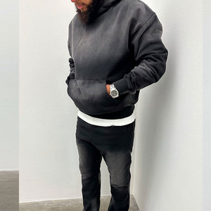 เสื้อฮู้ดมัดย้อมผ้ามีซิปขนาดใหญ่พิเศษผ้าเฟรนช์เทอร์รี่เนื้อผ้ากรดซีดจาง - Product Image 2