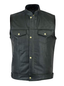 Chaleco de Cuero Personalizado para Hombre con Botones de Cuerno, Prenda Exterior Cortavientos, Producción al por Mayor con Etiqueta Privada OEM - Product Image 2