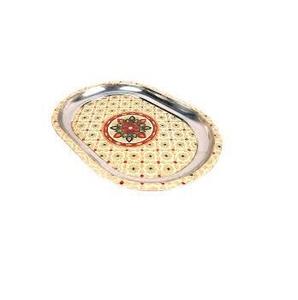 Bandeja de Servicio Metálica con Acabado Dorado, Diseño Nuevo, Premium, Hecha a Mano, con Asa, para Bodas, Hogar, Hotel, Fiestas - Product Image 3