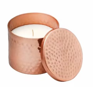 Tarro de contenedor de vela de cobre con acabado de oro rosa de cobre, contenedor de vela votiva para uso navideño - Product Image 2