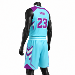Conjunto de Uniforme Personalizado para Equipo de Baloncesto |   Camisetas Sublimadas 100% Poliéster Transpirables, Pantalones Cortos con Cordón Ajustable |   Tops con Tirantes en V |   Frontal | - Product Image 5