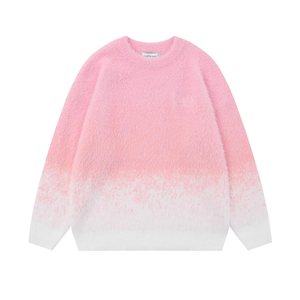 Men's Acrylic Knit Pullover <b>Sweater</b> Streetwear <b>Rainbow</b> Texture Fuzzy Long Sleeve Front Logo Customizable - Product Image 4