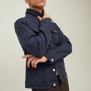 Dernière veste en jean pour homme pour un style décontracté de rue, légère, lavage foncé, coupe ajustée, veste en jean bleue pour homme - Product Image 5